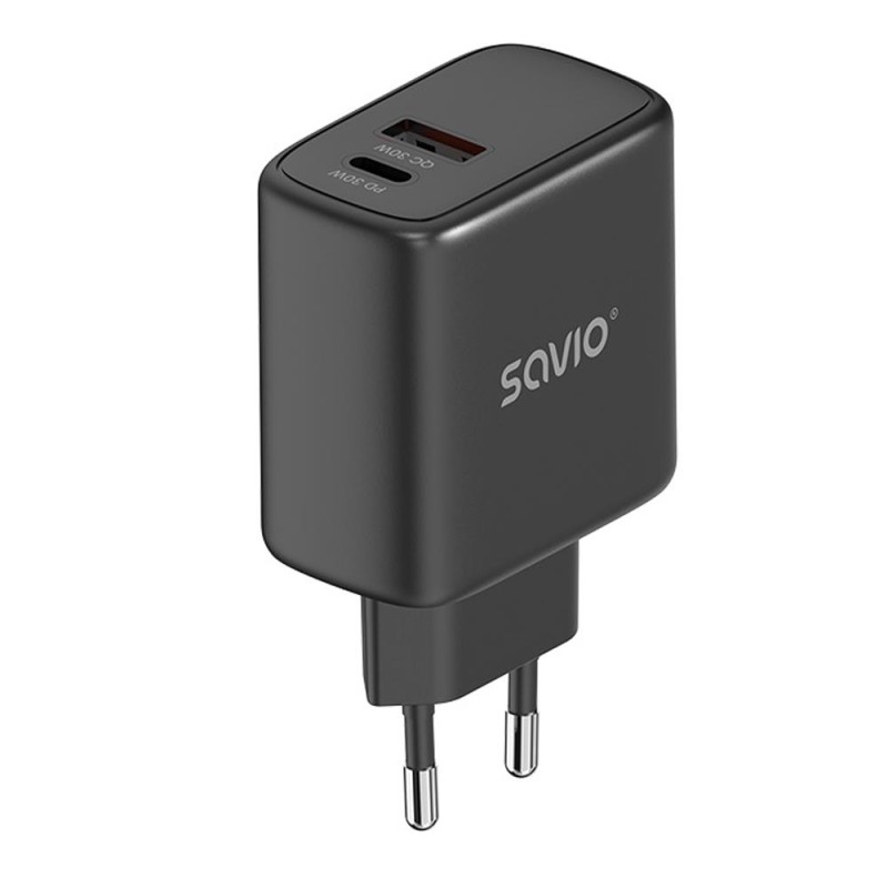 Ładowarka sieciowa Savio LA-06/B USB Quick Charge Power Delivery 3.0 30W,