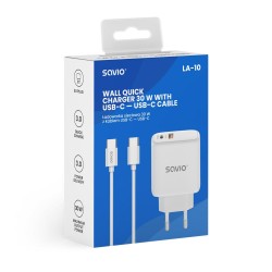Ładowarka sieciowa z kablem USB-C Savio LA-10 30W Quick Charge, Power