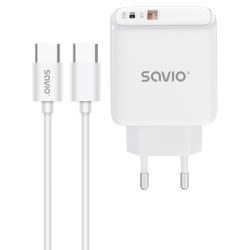 Ładowarka sieciowa 20W SAVIO LA-13 + Kabel Quick Charge Powe… | PartsPC.pl