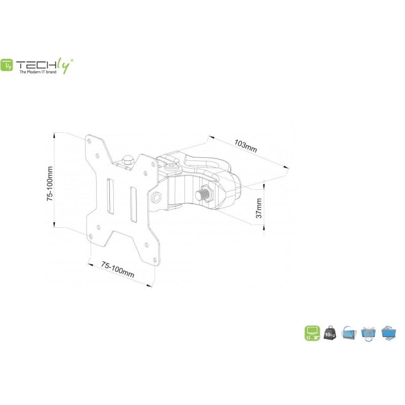 Uchwyt na słup Techly 13"-30", 10kg obrotowy | PartsPC.pl