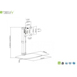 Uchwyt biurkowy Techly 17"-27", 6kg pionowy | PartsPC.pl