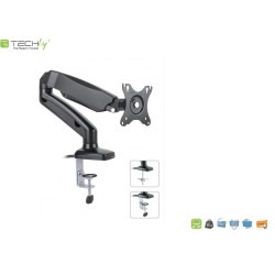 Ramię biurkowe LCD/LED Techly 13"-27", 6kg Amortyzator Gazowy, USB/Audio