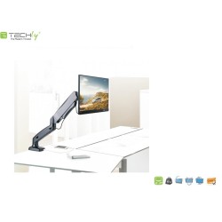 Ramię biurkowe LCD/LED Techly 13"-27", 6kg Amortyzator Gazowy, USB/Audio