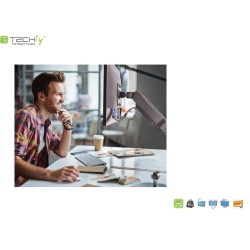 Ramię biurkowe LCD/LED Techly 13"-27", 6kg Amortyzator Gazowy, USB/Audio