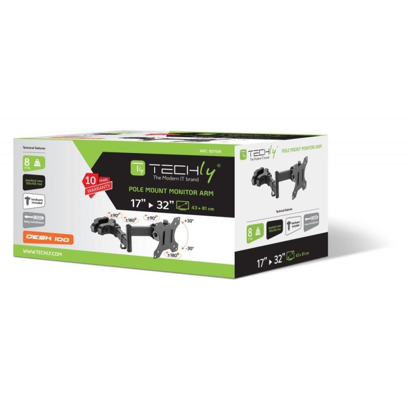 Uchwyt na Słup Techly 17"-32", 8kg przegubowy | PartsPC.pl