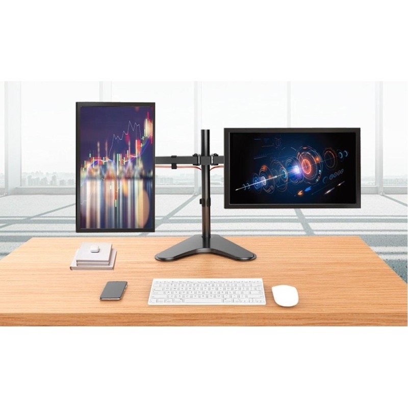 Uchwyt biurkowy Techly na 2 monitory 13"-32" 2x8kg regulowany