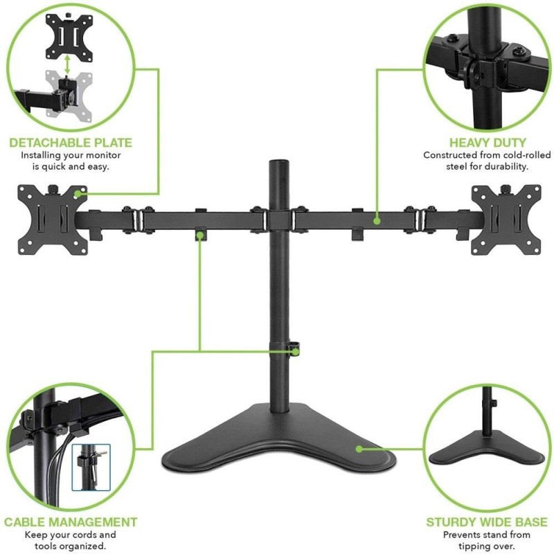 Uchwyt biurkowy Techly na 2 monitory 13"-32" 2x8kg regulowany