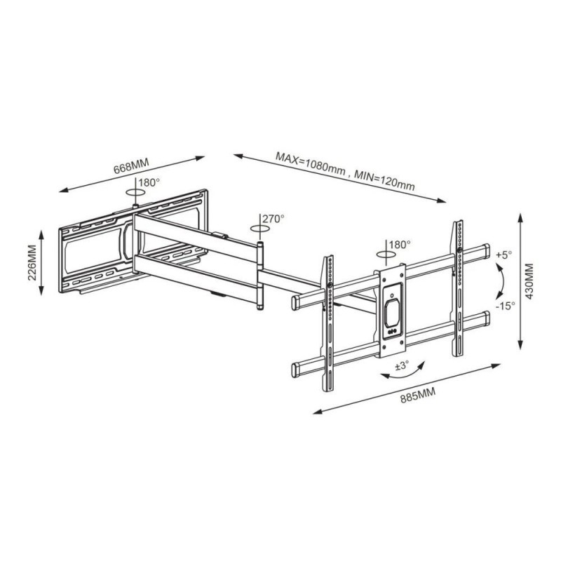 Uchwyt ścienny LCD/LED Techly 42"-80", 70 kg obrotowy
