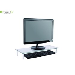 Techly Podstawka pod monitor do 32cali, szklana biała | PartsPC.pl