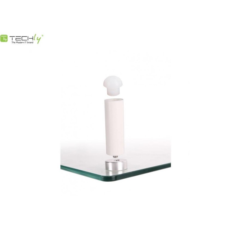 Techly Podstawka pod monitor do 32cali, szklana biała | PartsPC.pl