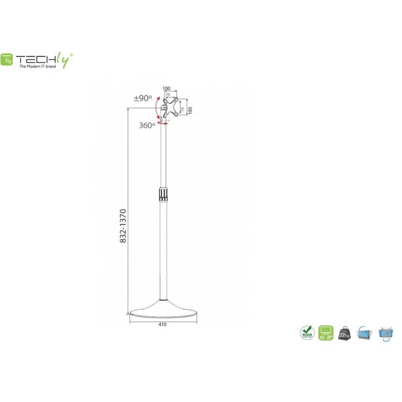 Stojak podłogowy Techly 13"-27", 22kg regulowany
