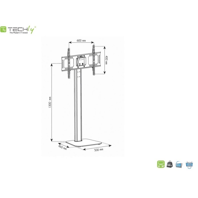 Stojak podłogowy Techly 32"-70", 50kg regulowany