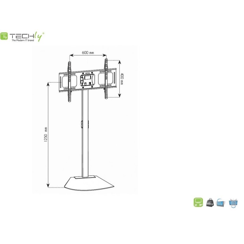 Stojak podłogowy Techly 32"-70", 45kg regulowany