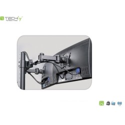 Uchwyt biurkowy Techly 13"-27", 2x10kg na 2 monitory, regulowany