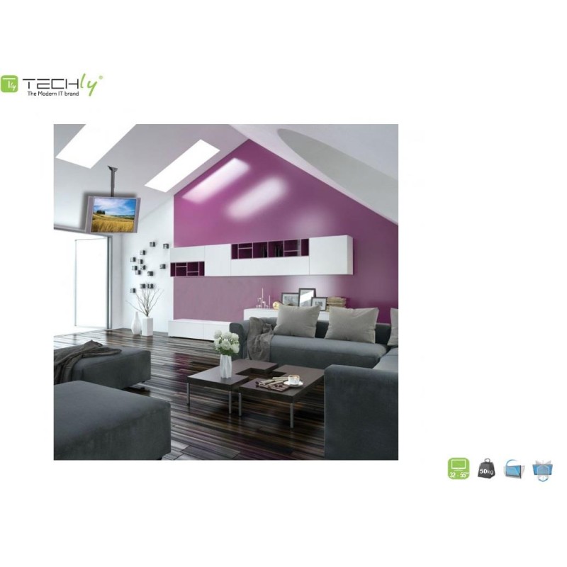 Uchwyt sufitowy Techly 32"-55", 50kg regulowany | PartsPC.pl