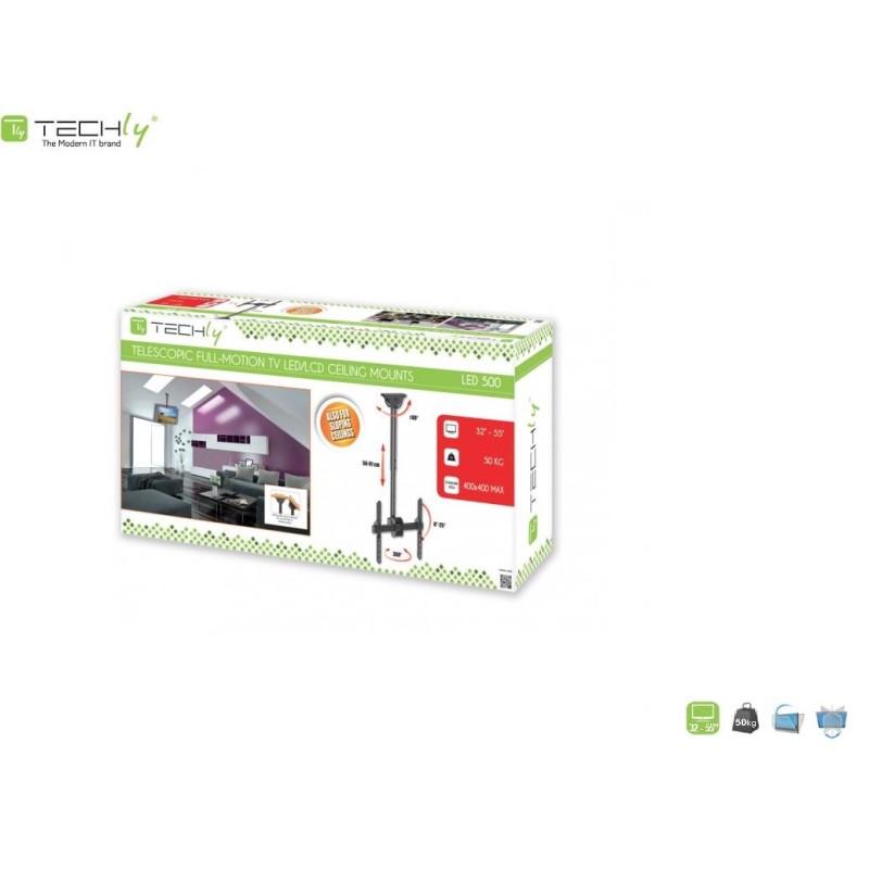 Uchwyt sufitowy Techly 32"-55", 50kg regulowany | PartsPC.pl