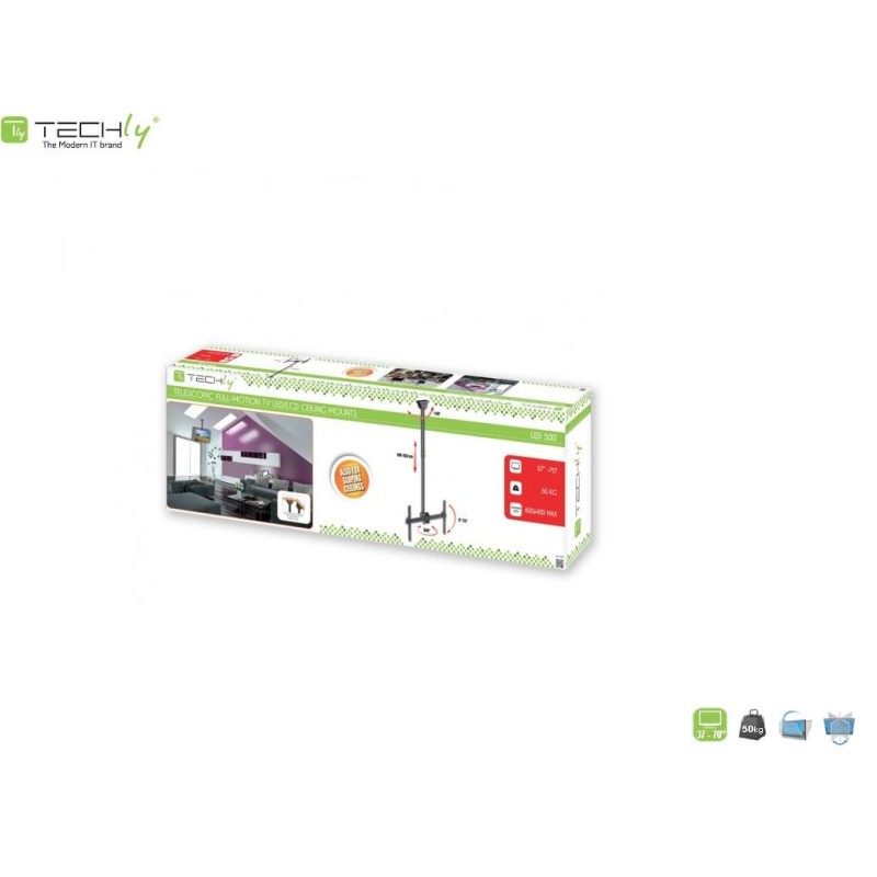 Uchwyt sufitowy Techly 37"-70", 50kg regulowany
