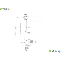 Uchwyt sufitowy Techly 23"-42", 50kg regulowany
