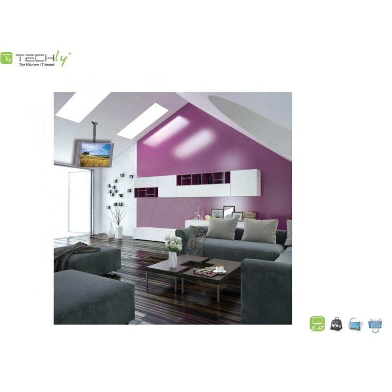 Uchwyt sufitowy Techly 23"-42", 50kg regulowany
