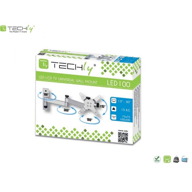 Uchwyt ścienny Techly 13"-30", 15kg obrotowy