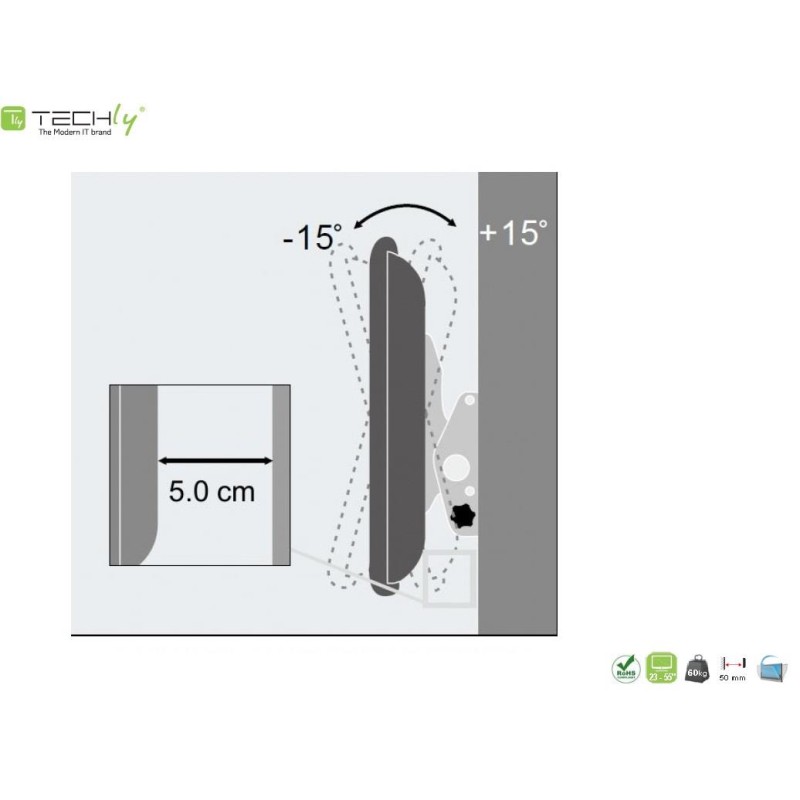 Uchwyt ścienny Techly 23"-55", 60kg slim