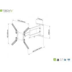 Uchwyt ścienny Techly 23"-55", 45kg obrotowy