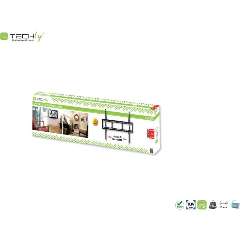 Uchwyt ścienny Techly 42"-80", 60kg slim | PartsPC.pl