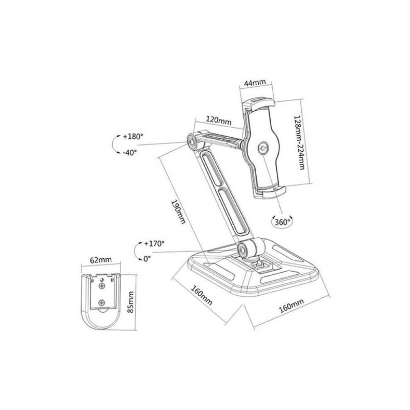 Ramię biurkowe/ścienne Techly do Tabletu/iPad 4,7"-12,9", regulowane,