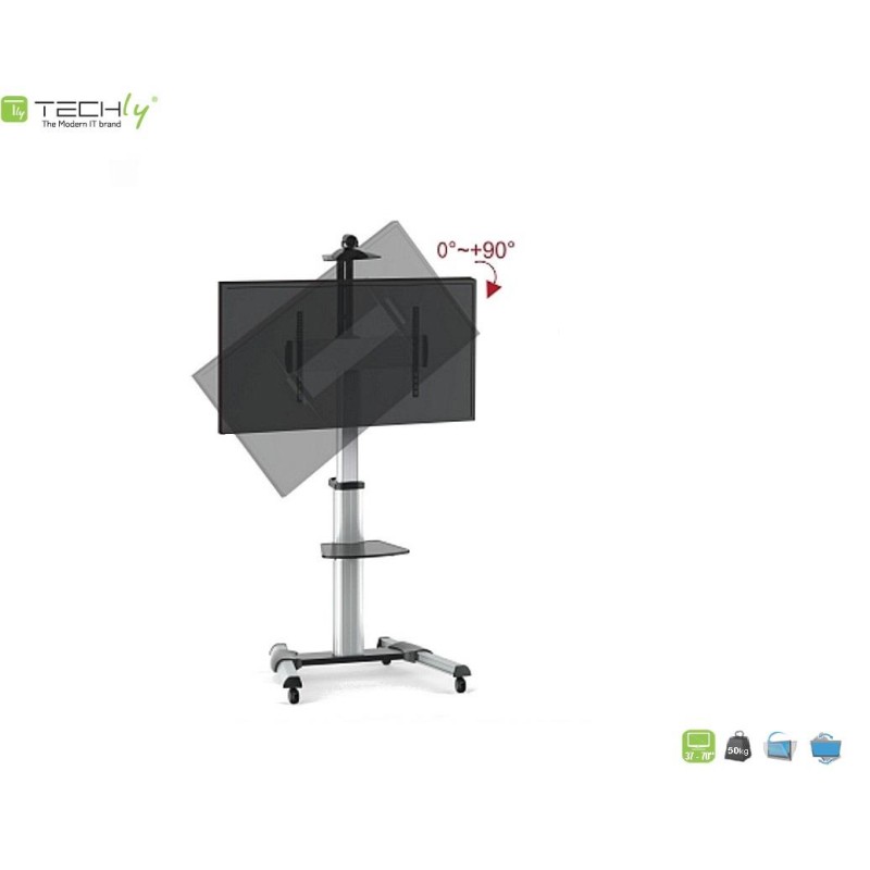 Stojak mobilny Techly 37"-70", 50kg regulowany, z półką