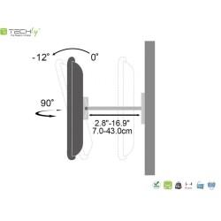 Uchwyt ścienny Techly 42"-70", 70kg obrotowy