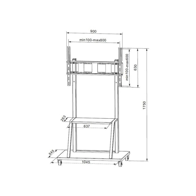 Stojak mobilny Techly 55"-100", 150kg z półką | PartsPC.pl