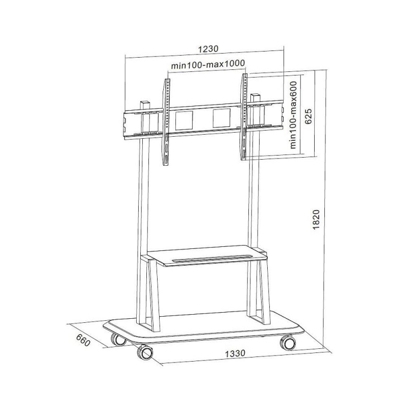 Stojak mobilny Techly 55"-120" 150kg z półką | PartsPC.pl