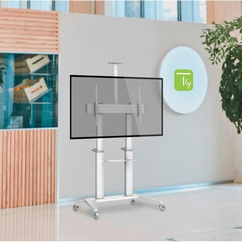 Stojak mobilny Techly 70"-120", 140kg z półką, biały | PartsPC.pl