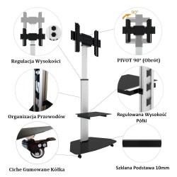 Stojak mobilny Techly 37"-70", 40kg regulowany | PartsPC.pl