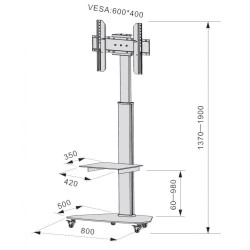 Stojak mobilny Techly 37"-70", 40kg regulowany | PartsPC.pl