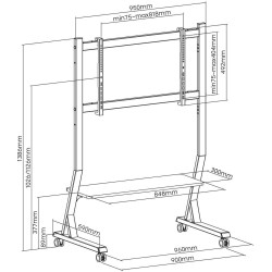 Stojak mobilny Techly 45''-90'', 60kg, półka AV | PartsPC.pl
