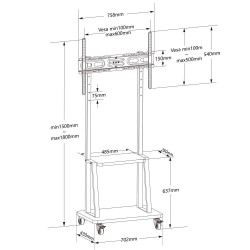 Stojak mobilny Techly 32''-70'', 70 kg, półka AV, PIVOT