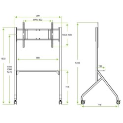 Stojak mobilny Techly TV 55-86" do 80kg regulowany półka AV