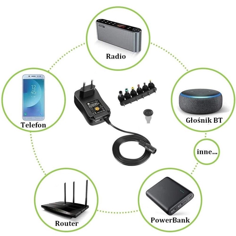 Zasilacz sieciowy Techly Uniwersalny Regulowany 3-12V 2.25A … | PartsPC.pl