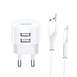 Ładowarka sieciowa Usams T20 2,1A 2xUSB+kabel Lightning - bi… | PartsPC.pl
