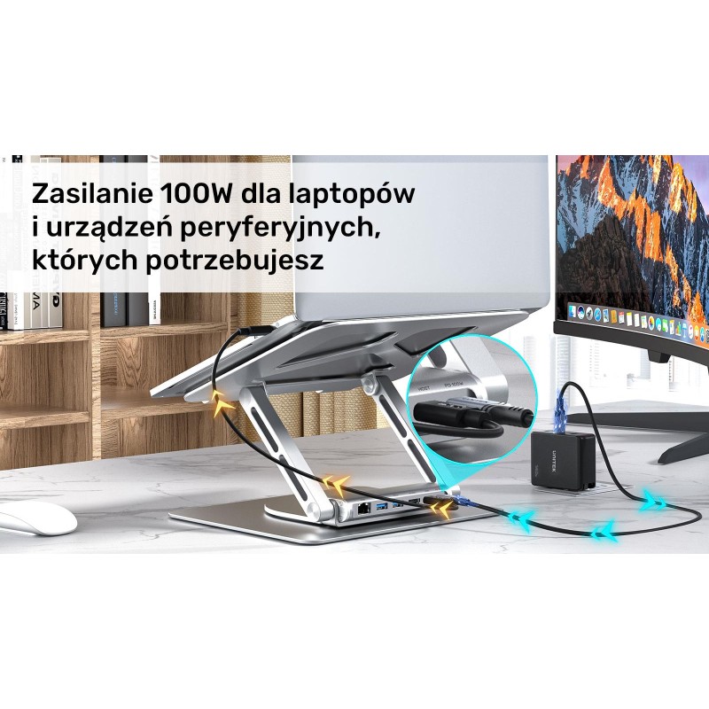 Podstawka pod laptop UNITEK D1109A HUB USB-C, HDMI, 4K, PD 1… | PartsPC.pl