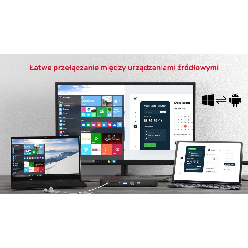 Unitek Przełącznik KVM 4K Hub USB 11 portów | PartsPC.pl