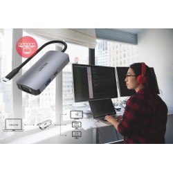 Hub USB-C Unitek D1051A 1x USB 3.1, VGA, 2x HDMI, PD | PartsPC.pl