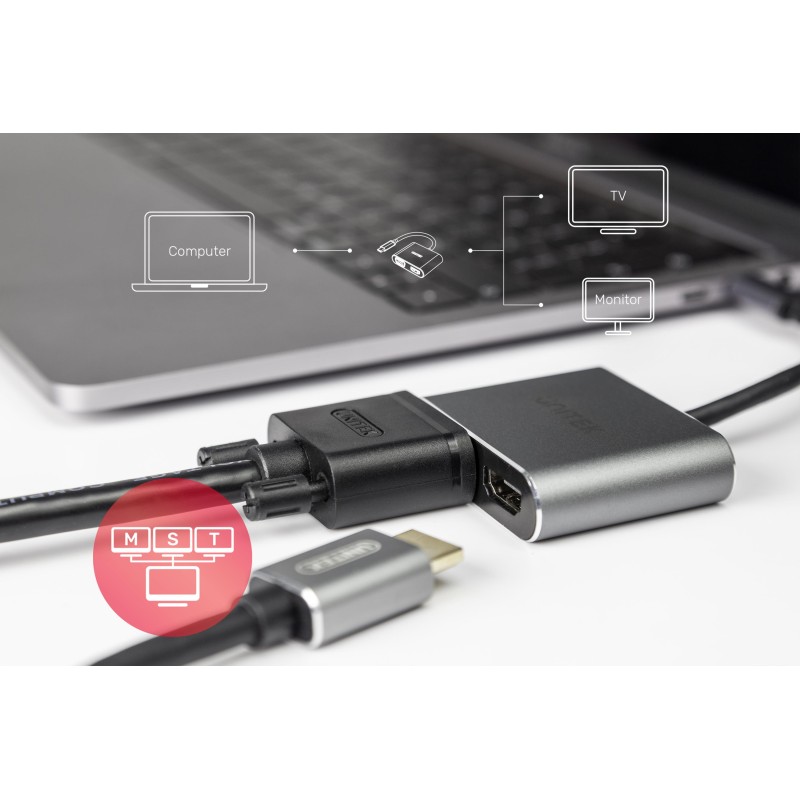 Unitek Hub USB-C HDMI VGA USB-A i PD 100W D1049A | PartsPC.pl