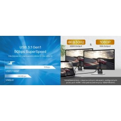 Hub USB-C Unitek D1019B 3.1 8w1, Power Delivery 100W | PartsPC.pl