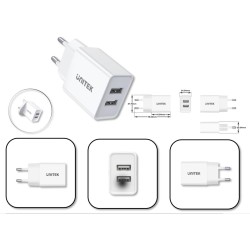 Ładowarka Sieciowa Unitek P1113A-EU 2xUSB-A 12W, biała | PartsPC.pl