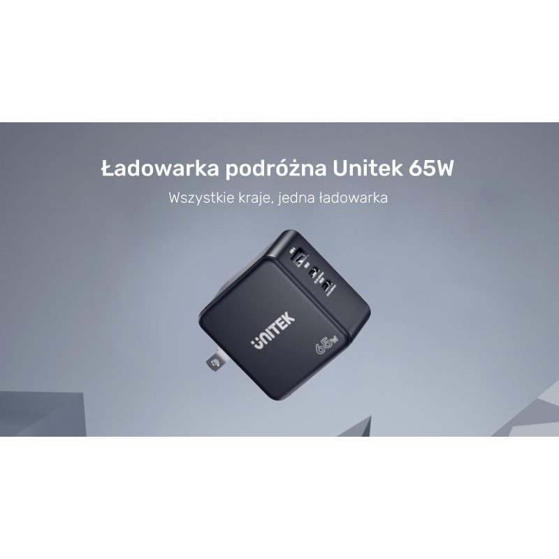 Ładowarka Sieciowa Unitek P1117B 3 porty, PD 65W, GaN, podró… | PartsPC.pl