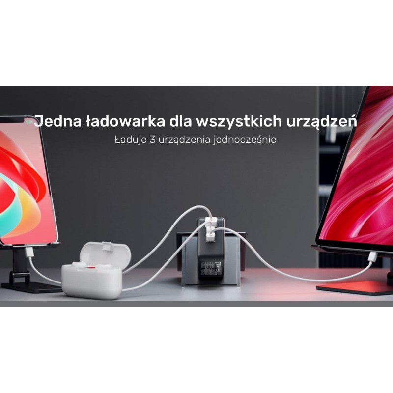 Ładowarka Sieciowa Unitek P1117B 3 porty, PD 65W, GaN, podró… | PartsPC.pl