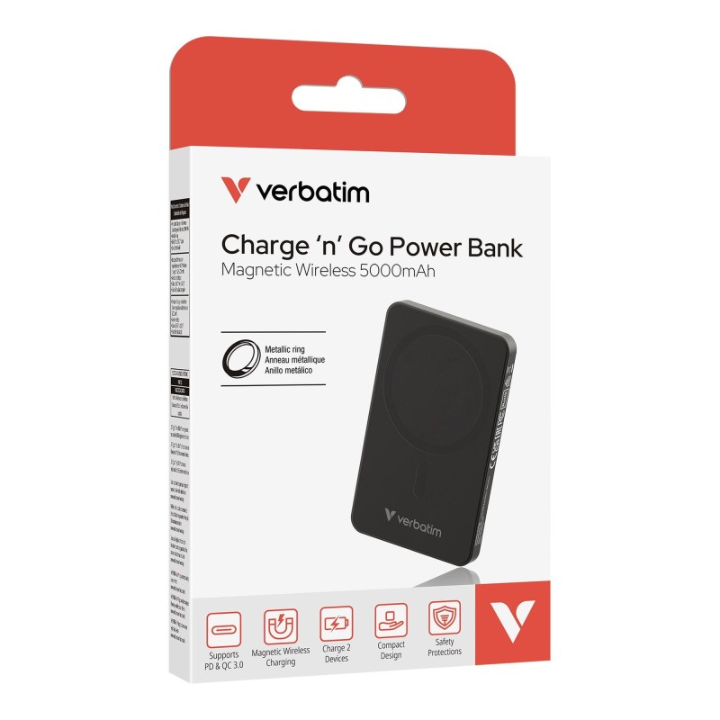 Powerbank Verbatim Charge 'n' Go Essentials Magnetic Wireless 5000mAh USB-C