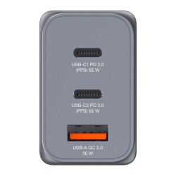 Ładowarka sieciowa Verbatim GaN GNC-65 2xUSB-C PD 65W 1xUSB-A QC 3.0